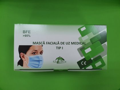 Măşti Protecţie, Unică Folosinţă, Dispozitiv Medical, Clasa I, Tip I, 3 Straturi, Diverse Culori (România) - Cutie