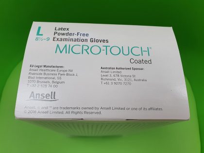 Mănuşi Ansell Micro-Touch Coated, Latex, nepudrate, alb, mărimea L - Cutie, Capăt