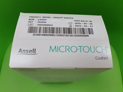 Mănuşi Ansell Micro-Touch Coated, Latex, nepudrate, alb, mărimea L - Cutie, Capăt