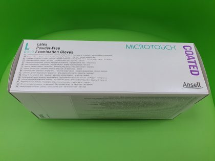 Mănuşi Ansell Micro-Touch Coated, Latex, nepudrate, alb, mărimea L - Cutie, Lateral Dreapta