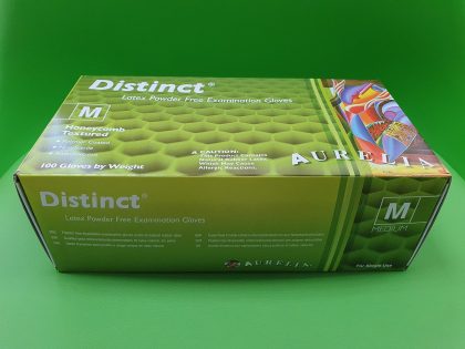 Mănuşi Aurelia Distinct, Latex, nepudrate, alb, mărimea M - Set 100 bucăţi