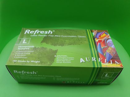 Mănuşi Aurelia Refresh, Latex, nepudrate, verde, mărimea L - Set 100 bucăţi