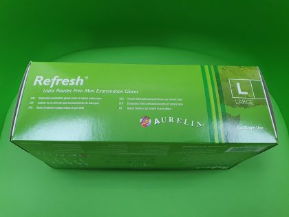 Mănuşi Aurelia Refresh, Latex, nepudrate, verde, mărimea L - Cutie, Lateral