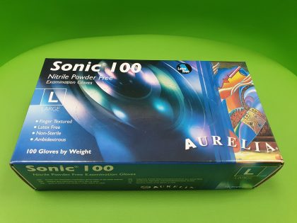 Mănuşi Aurelia Sonic, Nitril, nepudrate, indigo, mărimea L - Set 100 bucăţi