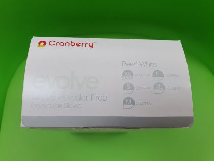 Mănuşi Cranberry Evolve, Nitril, nepudrate, alb, mărimea XS - Cutie, Lateral