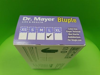 Mănuşi Dr. Mayer Bluple, Nitril, nepudrate, albastru, mărimea L - Cutie, Capăt