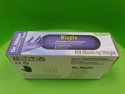 Mănuşi Dr. Mayer Bluple, Nitril, nepudrate, albastru, mărimea L - Cutie, Lateral Stânga