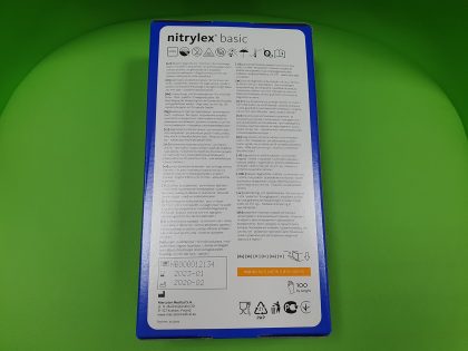 Mănuşi Nitrylex Basic, Nitril, nepudrate, albastru, mărimea XS - Cutie, Verso