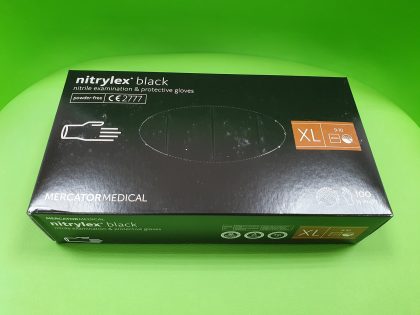 Mănuşi Nitrylex Black, Nitril, nepudrate, negru, mărimea XL - Set 100 bucăţi