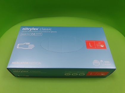 Mănuşi Nitrylex Classic, Nitril, nepudrate, albastru, mărimea L - Set 100 bucăţi