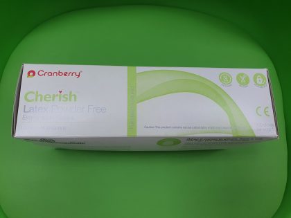 Mănuşi Cranberry Cherish, Latex, nepudrate, verzi, mărimea M - Cutie, Lateral Stângs