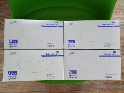 Mănuşi Hartmann Peha-soft Fino, Nitril, nepudrate, albastru, mărimile XS, S, M şi L - Perechi sau Set 150 bucăţi